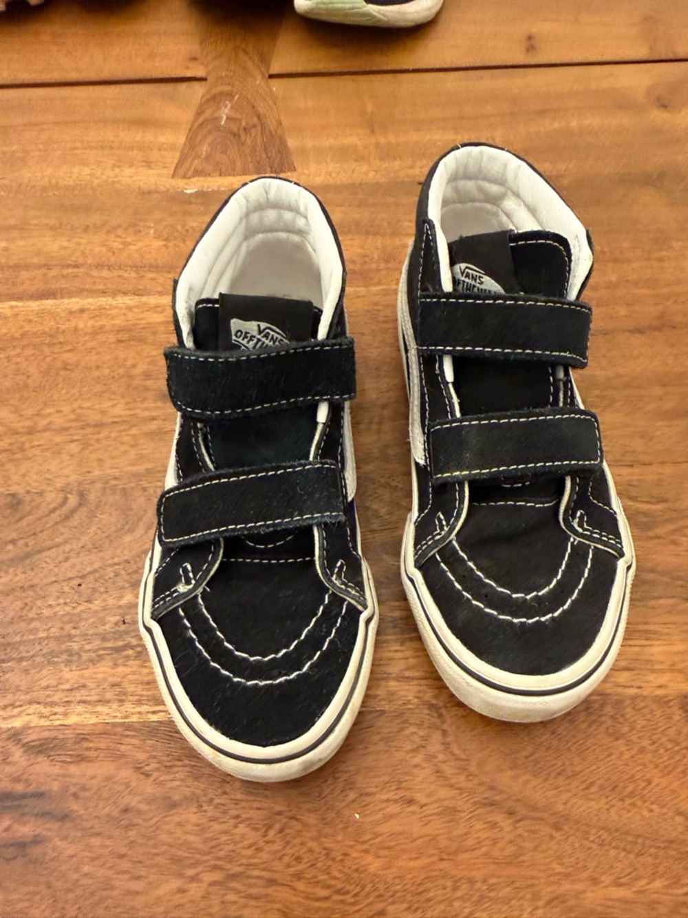 Vans Kids Black and White Velcro Skate Sneakers